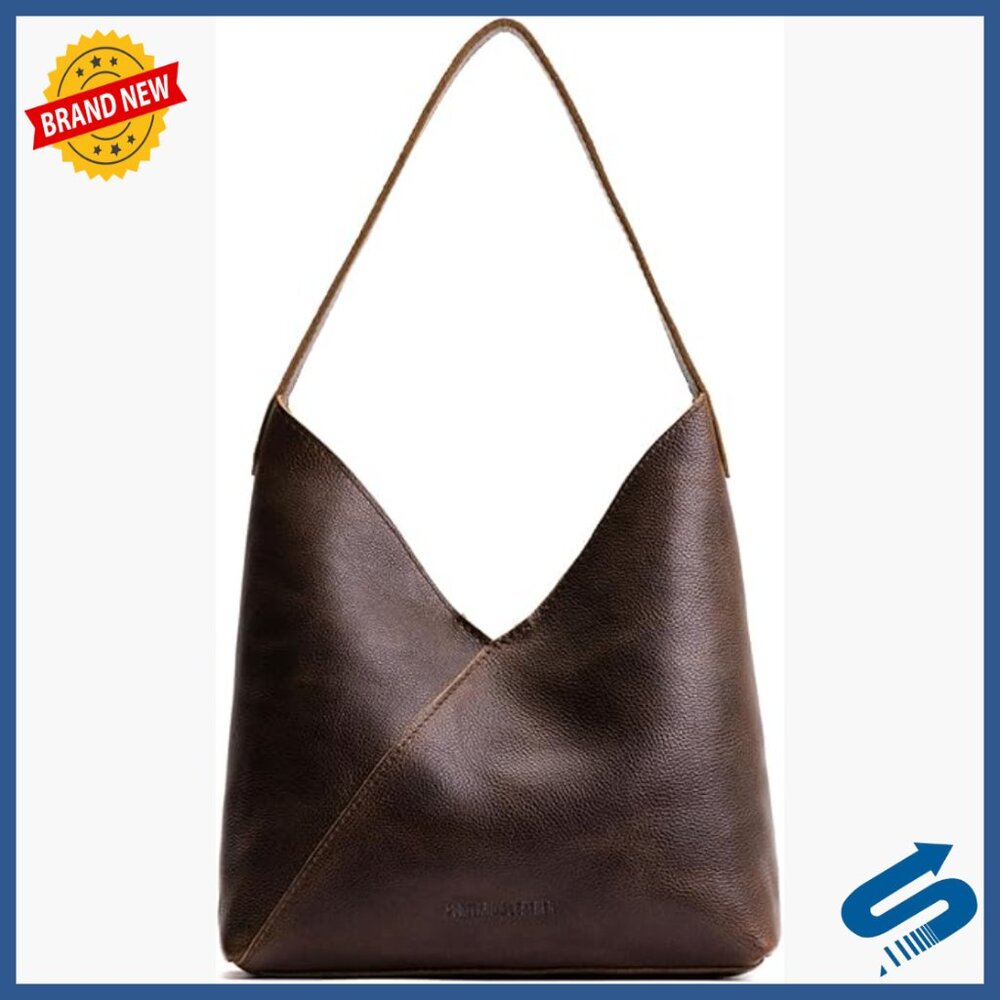 Large Full Grain Leather Hobo Shoulder Bag with Adjustable Crossbody Strap